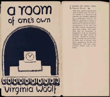 Dust jacket for Virginia Woolf's A Room of One's Own. Source: Beinecke Rare Book and Manuscript Library, Yale University. http://beinecke.library.yale.edu/dl_crosscollex/brbldl_getrec.asp?fld=img&id=1058720