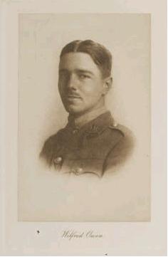 Portrait of Wilfred Owen from the frontispiece to his Poems (1920). Source: Beinecke Rare Book and Manuscript Library, Yale University.  http://beinecke.library.yale.edu/dl_crosscollex/brbldl_getrec.asp?fld=img&id=1041625.