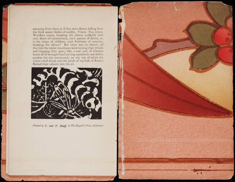 Woolf, Virginia and Vanessa Bell. 'Kew Gardens'. Richmond: Hogarth Press, 1919. Inside back cover. Source: Beinecke Rare Book and Manuscript Library, Yale University. http://beinecke.library.yale.edu/dl_crosscollex/brbldl/oneITEM.asp?pid=2014010&iid=1058730&srchtype=ITEM